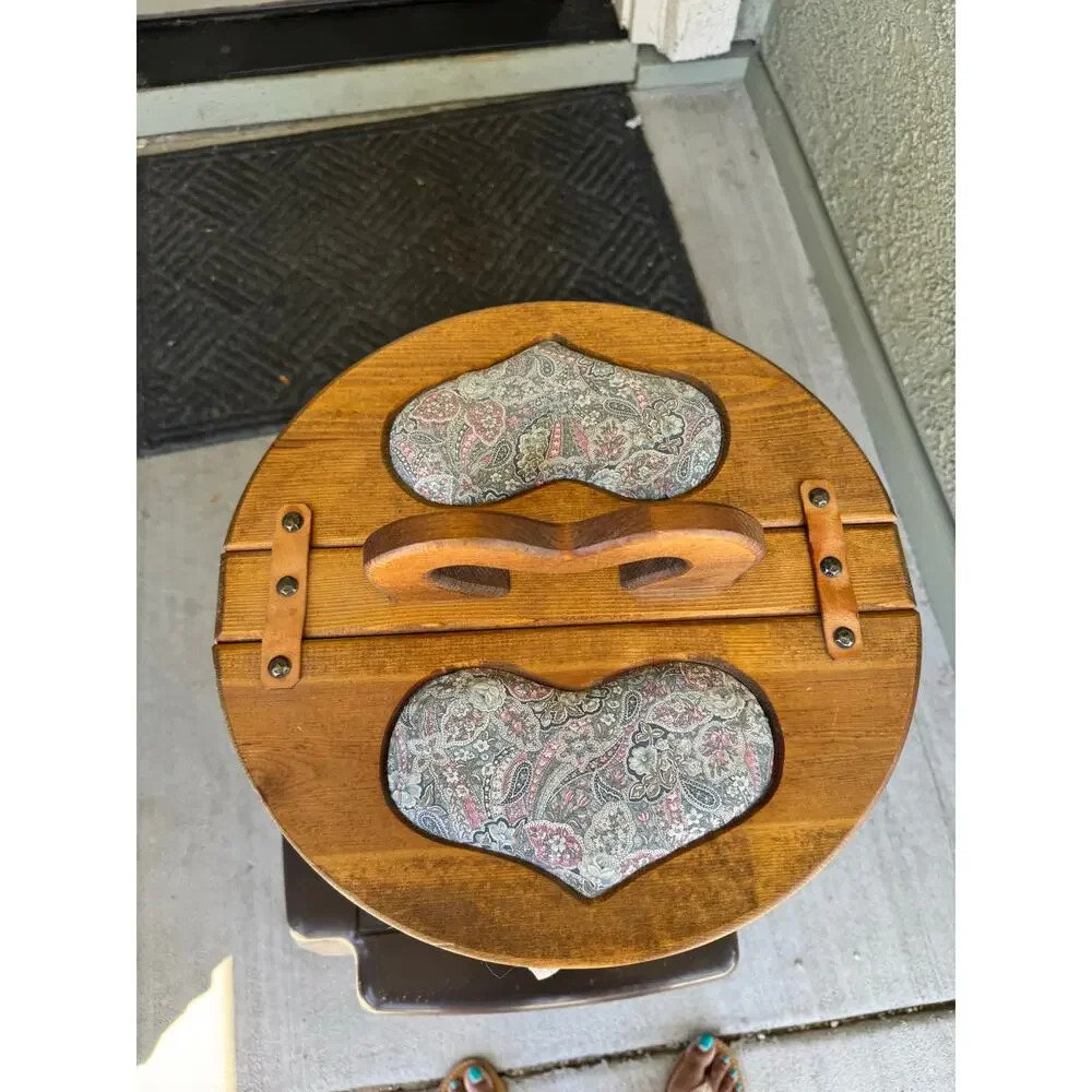 vintage crate bucket basket featuring heart-shaped handle split lid floral